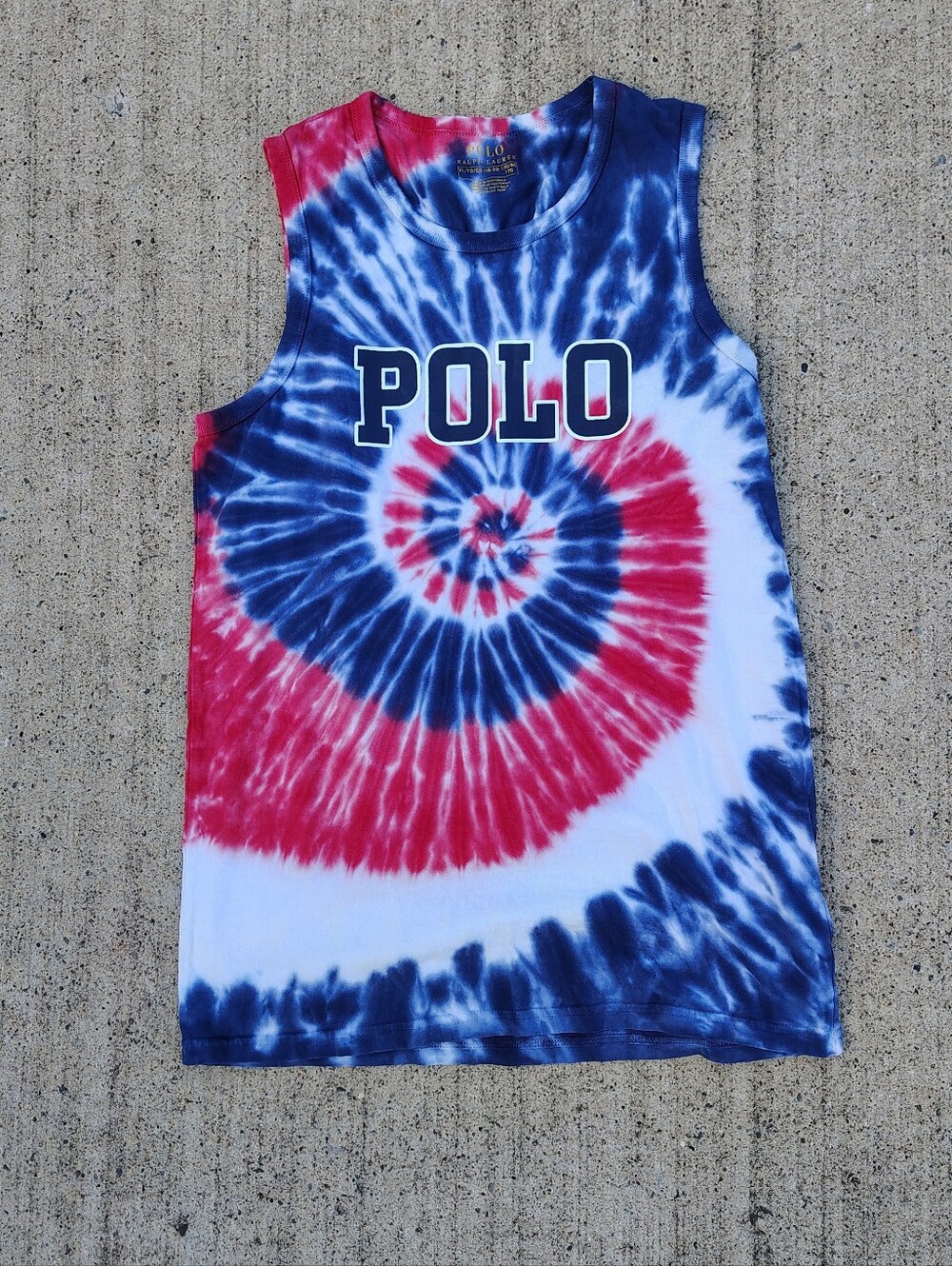 Polo Ralph Lauren Kids XL (18/20) Red White Blue Tye Dye Tank Top Patriotic